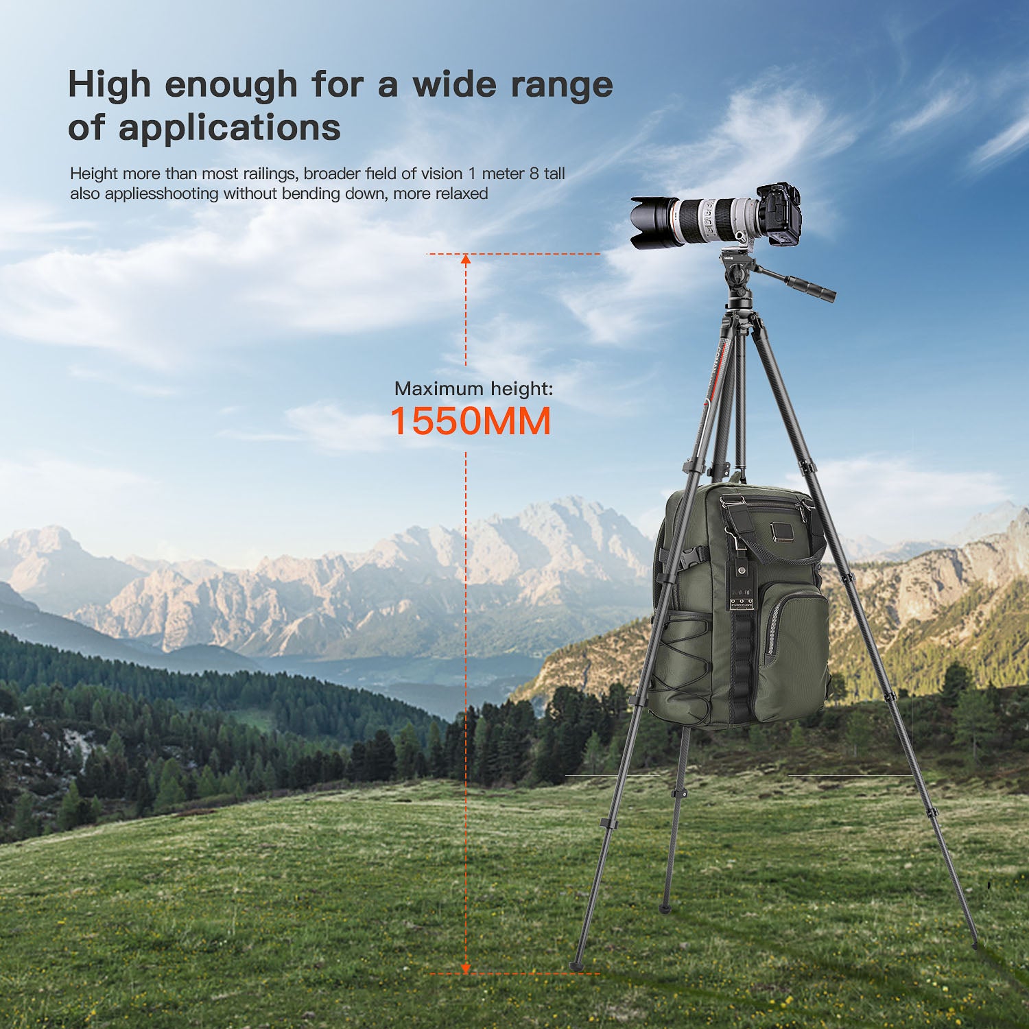Portable tripod with adjustable height