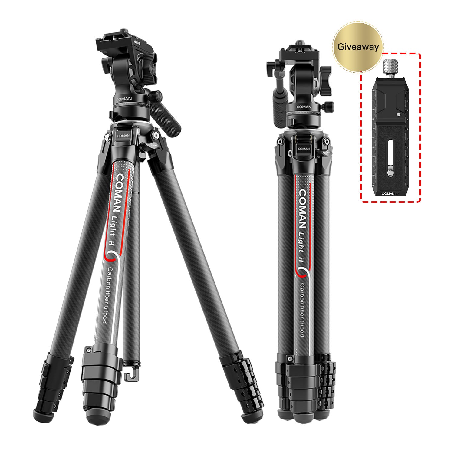 Carbon Fiber Travel Tripod For DSLR Cameras COMAN