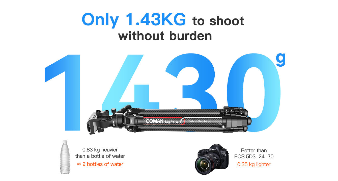 Lightweight carbon fiber tripod with hook