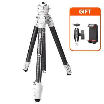 Coman Light W Portable Carbon Fiber DSLR Tripod, 360° Ball Head