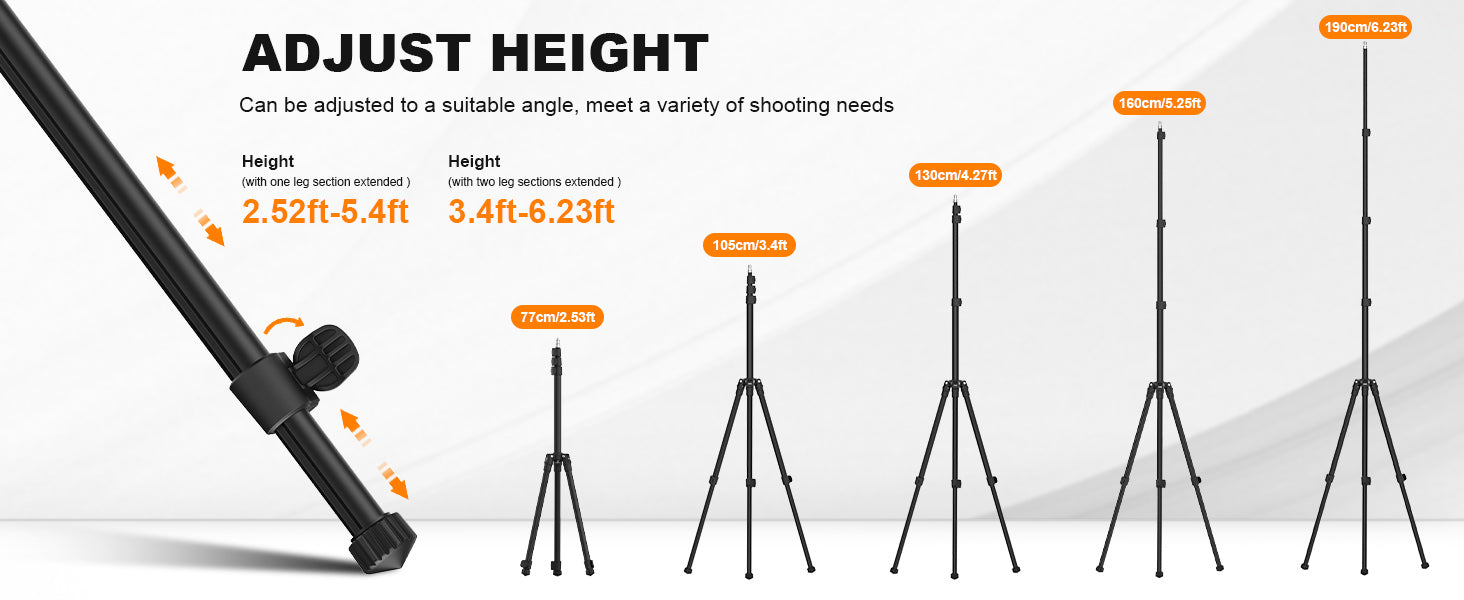 Photography Light Stand with Adjustable Height