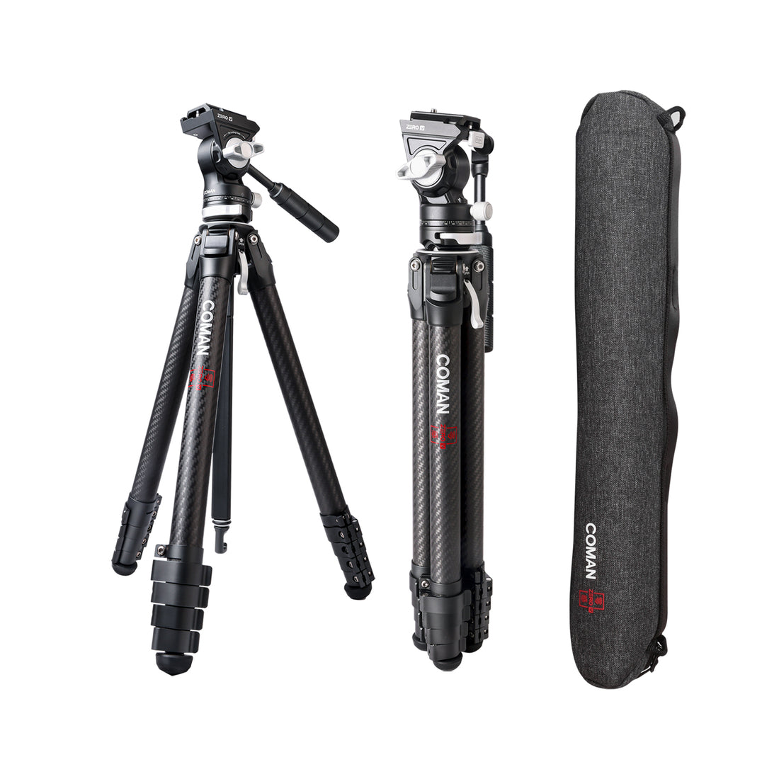 COMAN Zero V Carbon Fiber Travel Video Tripod with Arca Quick Release for DSLR