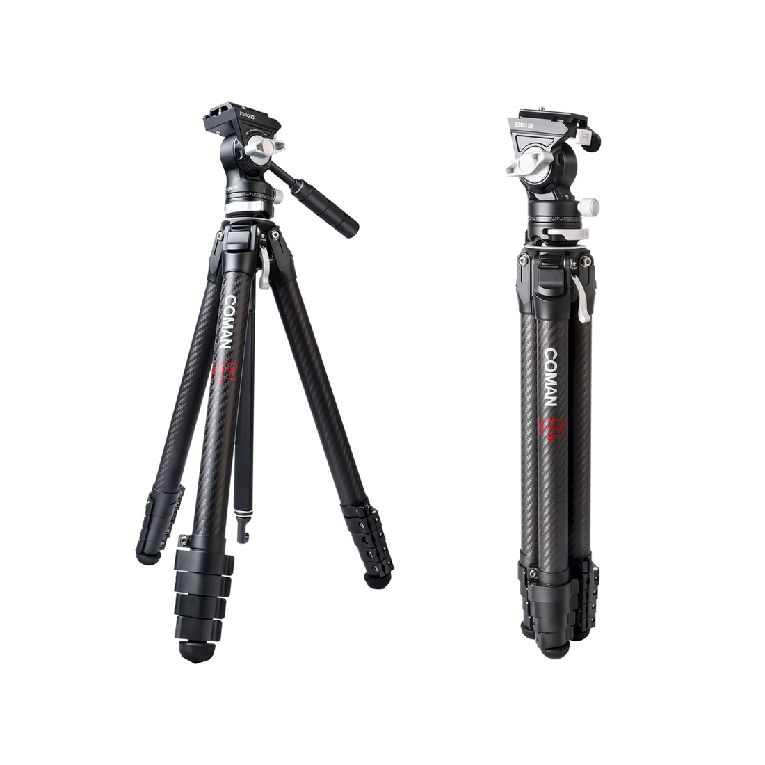 COMAN Zero V Carbon Fiber Travel Video Tripod with Arca Quick Release for DSLR