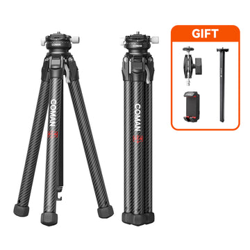 Coman Zero X Lightweight Carbon Fiber Travel Tripod with Arca-Swiss Plate for Pro Cameras
